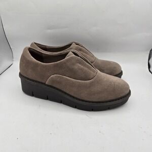 Clarks Womens‎ Airabell Sky Pebble Suede Leather Wedges Slip On Shoes Sz 9